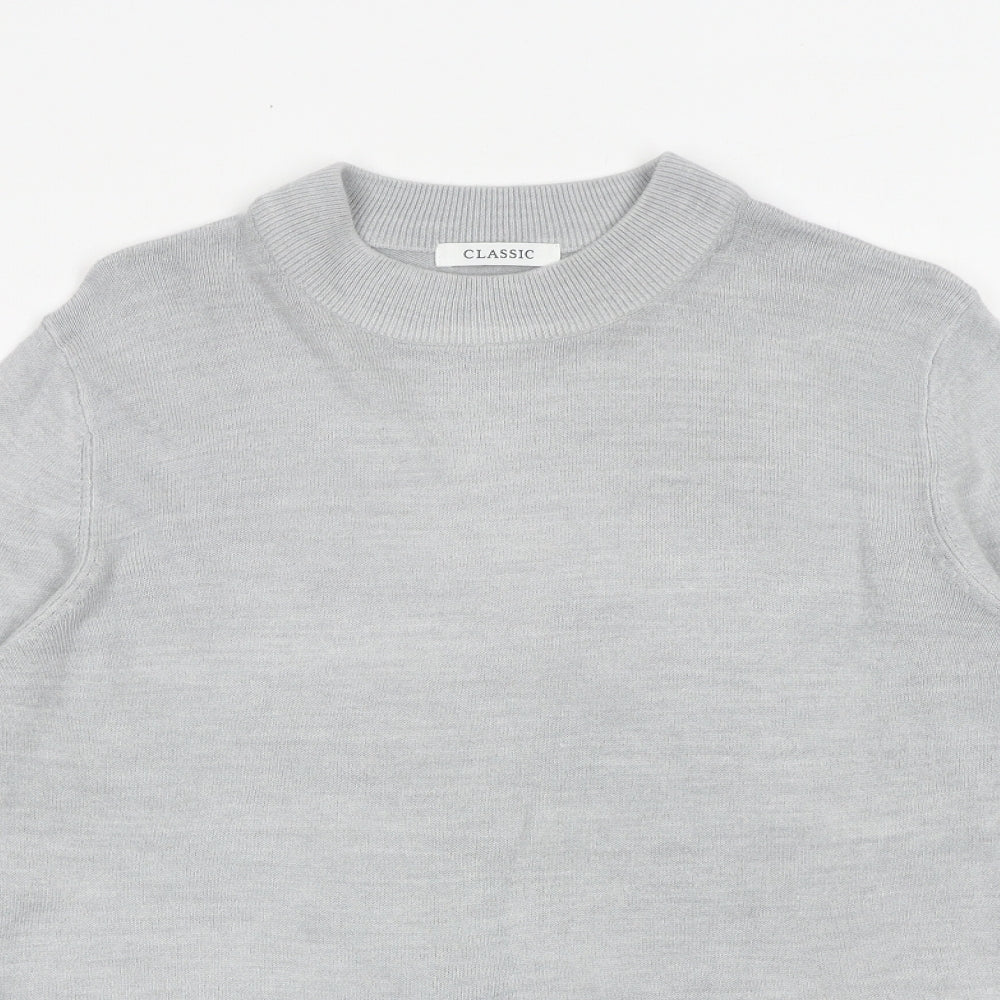 Marks and Spencer Womens Grey Round Neck Acrylic Pullover Jumper Size 16