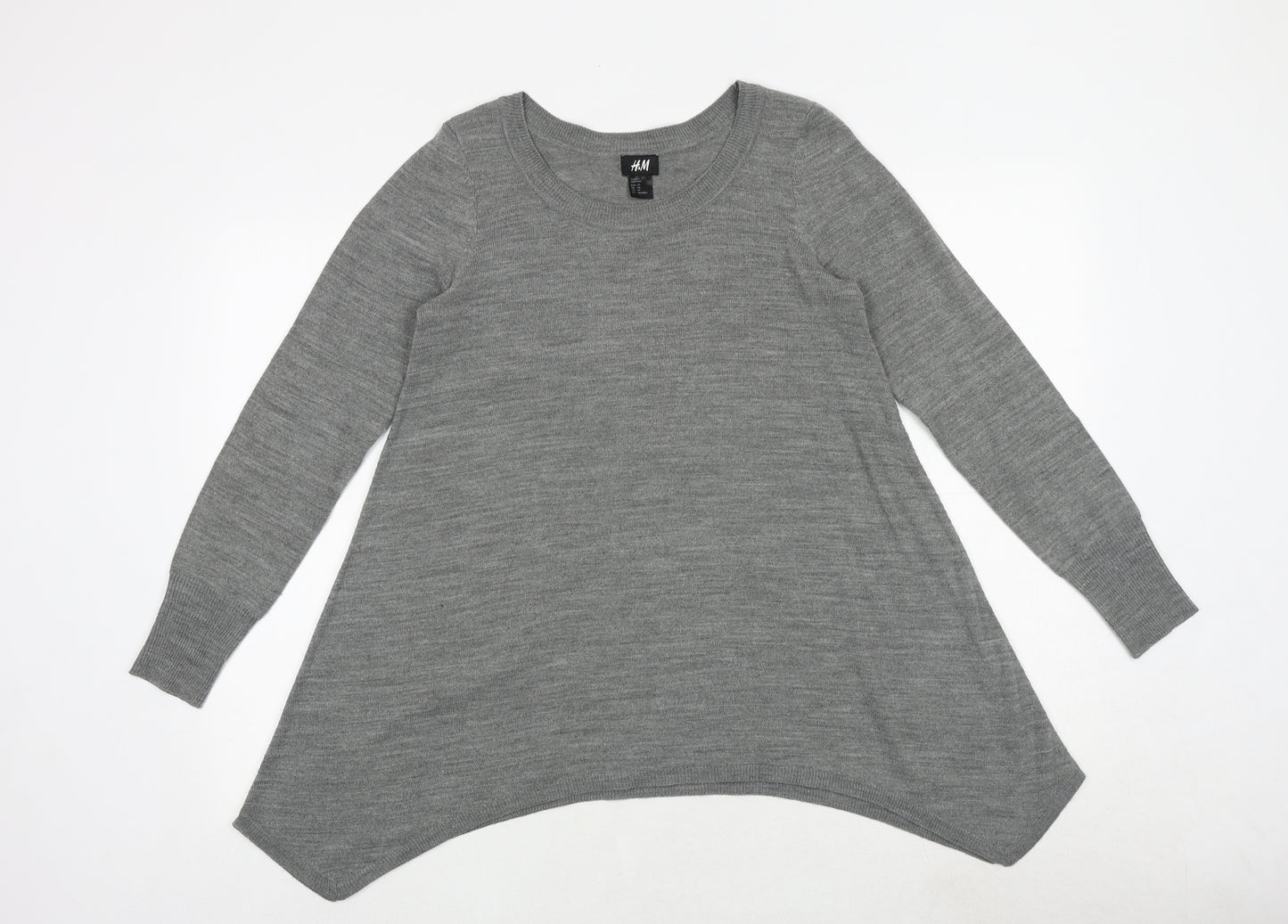 H&M Womens Grey Round Neck Acrylic Pullover Jumper Size XS