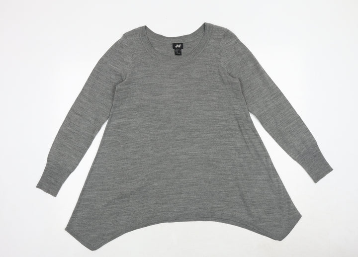 H&M Womens Grey Round Neck Acrylic Pullover Jumper Size XS