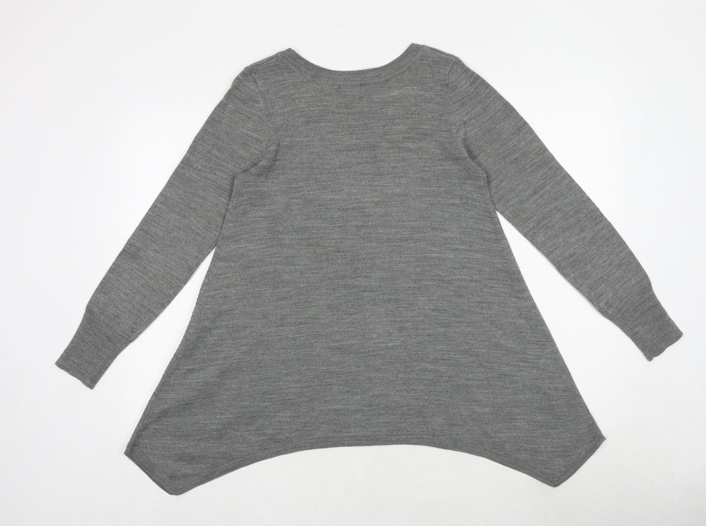 H&M Womens Grey Round Neck Acrylic Pullover Jumper Size XS