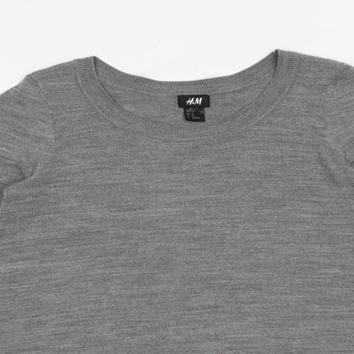 H&M Womens Grey Round Neck Acrylic Pullover Jumper Size XS