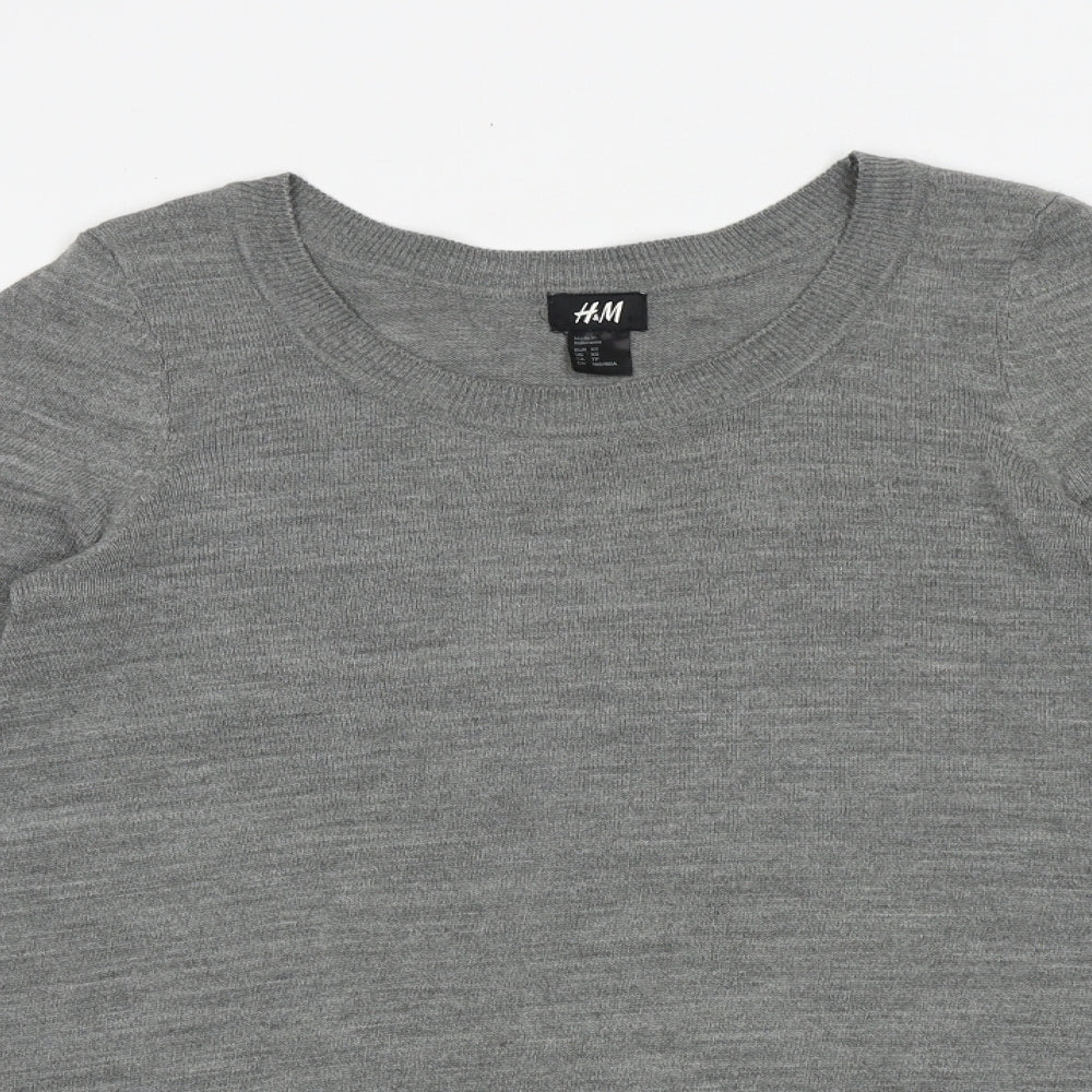 H&M Womens Grey Round Neck Acrylic Pullover Jumper Size XS