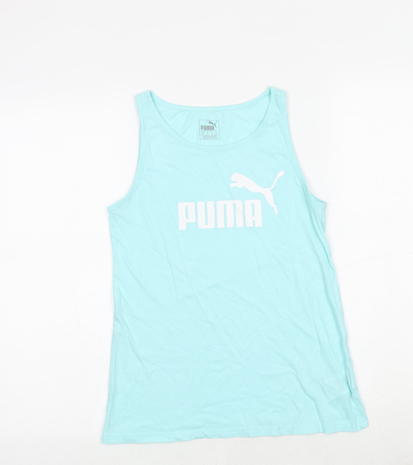 PUMA Girls Blue 100% Cotton Basic Tank Size 13-14 Years Round Neck Pullover