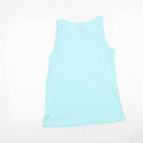 PUMA Girls Blue 100% Cotton Basic Tank Size 13-14 Years Round Neck Pullover