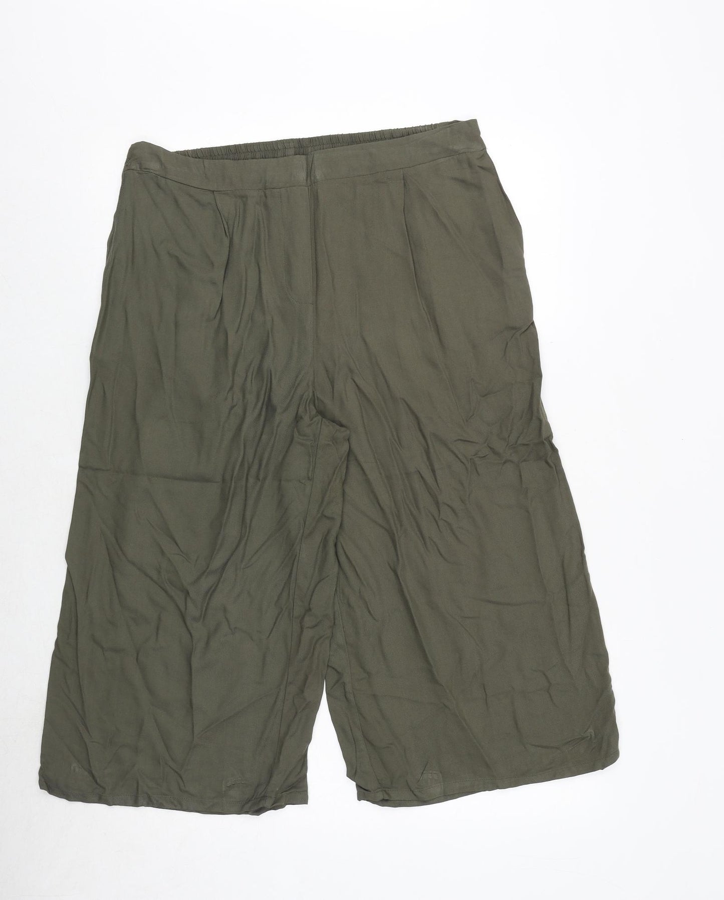 New Look Womens Green Viscose Trousers Size 16 Regular Zip