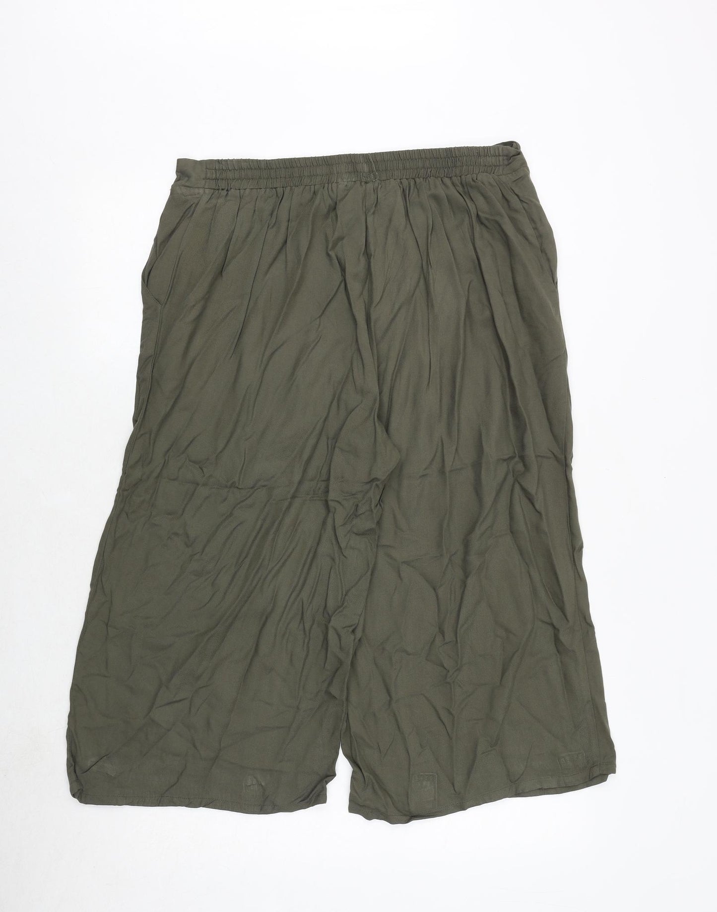 New Look Womens Green Viscose Trousers Size 16 Regular Zip