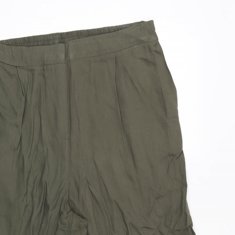 New Look Womens Green Viscose Trousers Size 16 Regular Zip