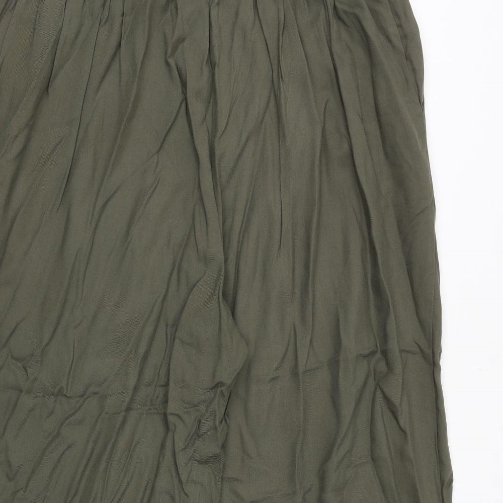 New Look Womens Green Viscose Trousers Size 16 Regular Zip