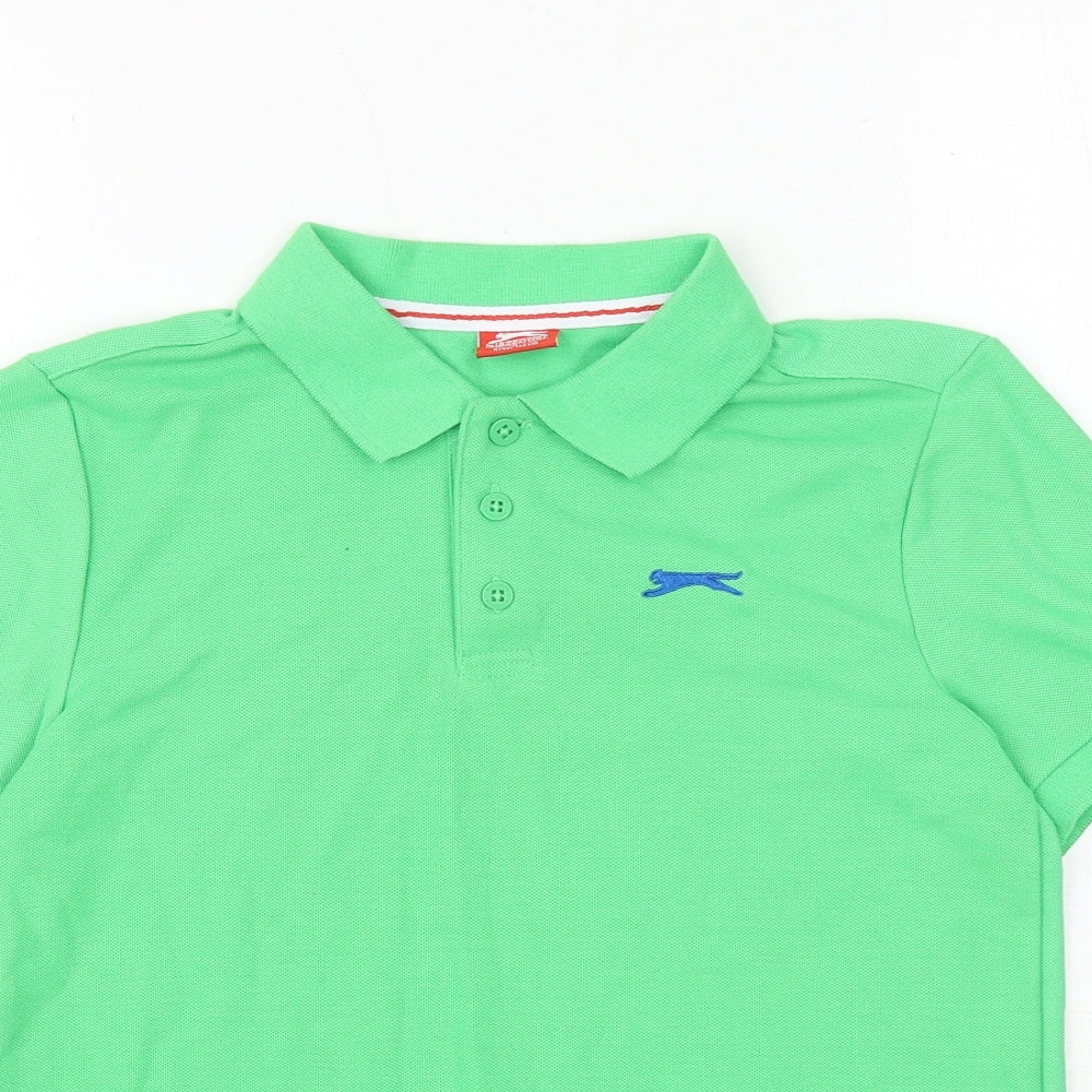 Slazenger Boys Green Polyester Pullover Polo Size 11-12 Years Collared Button