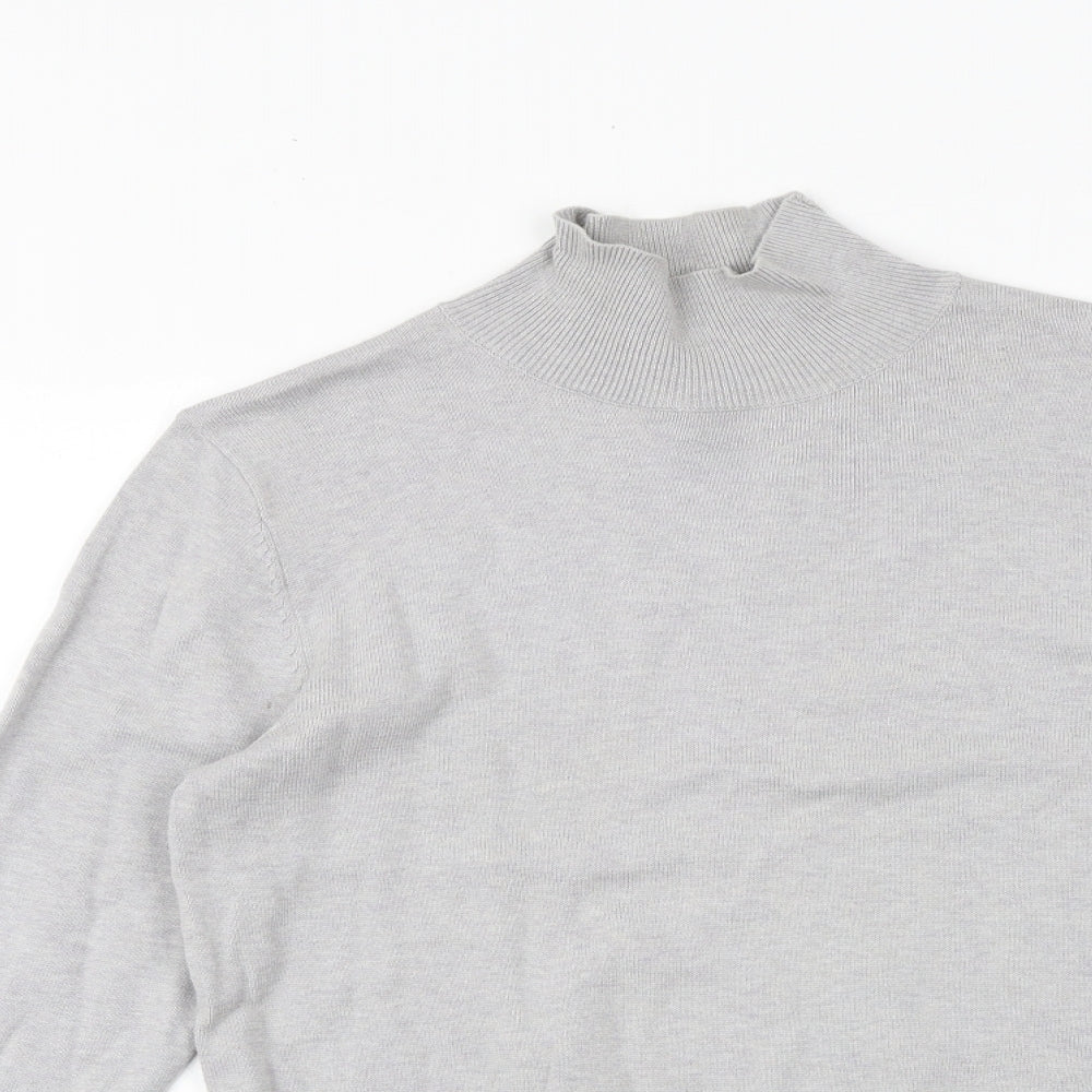 Topman Mens Grey Mock Neck Cotton Pullover Jumper Size S Long Sleeve