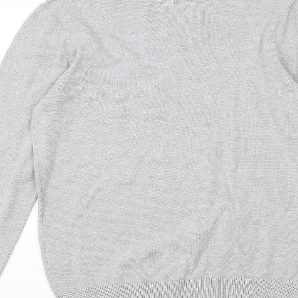 Topman Mens Grey Mock Neck Cotton Pullover Jumper Size S Long Sleeve