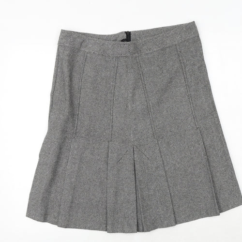 Topshop Womens Grey Acrylic Pleated Skirt Size 12 Zip