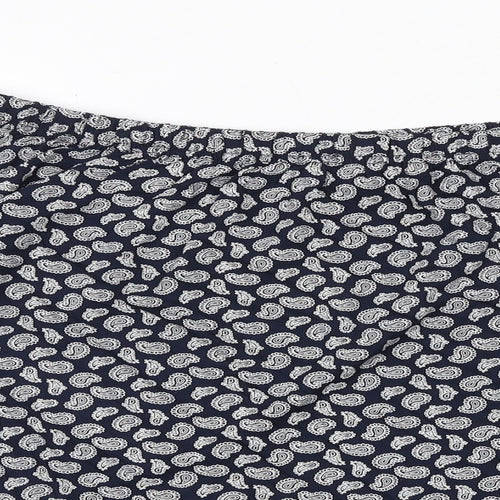 Boohoo Womens Blue Geometric Polyester Basic Blouse Size 16 Round Neck