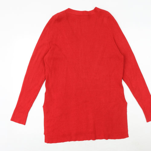 Marks and Spencer Womens Red V-Neck Viscose Pullover Jumper Size 12