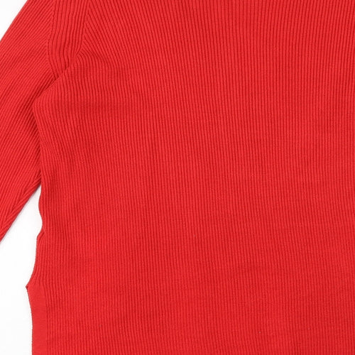 Marks and Spencer Womens Red V-Neck Viscose Pullover Jumper Size 12