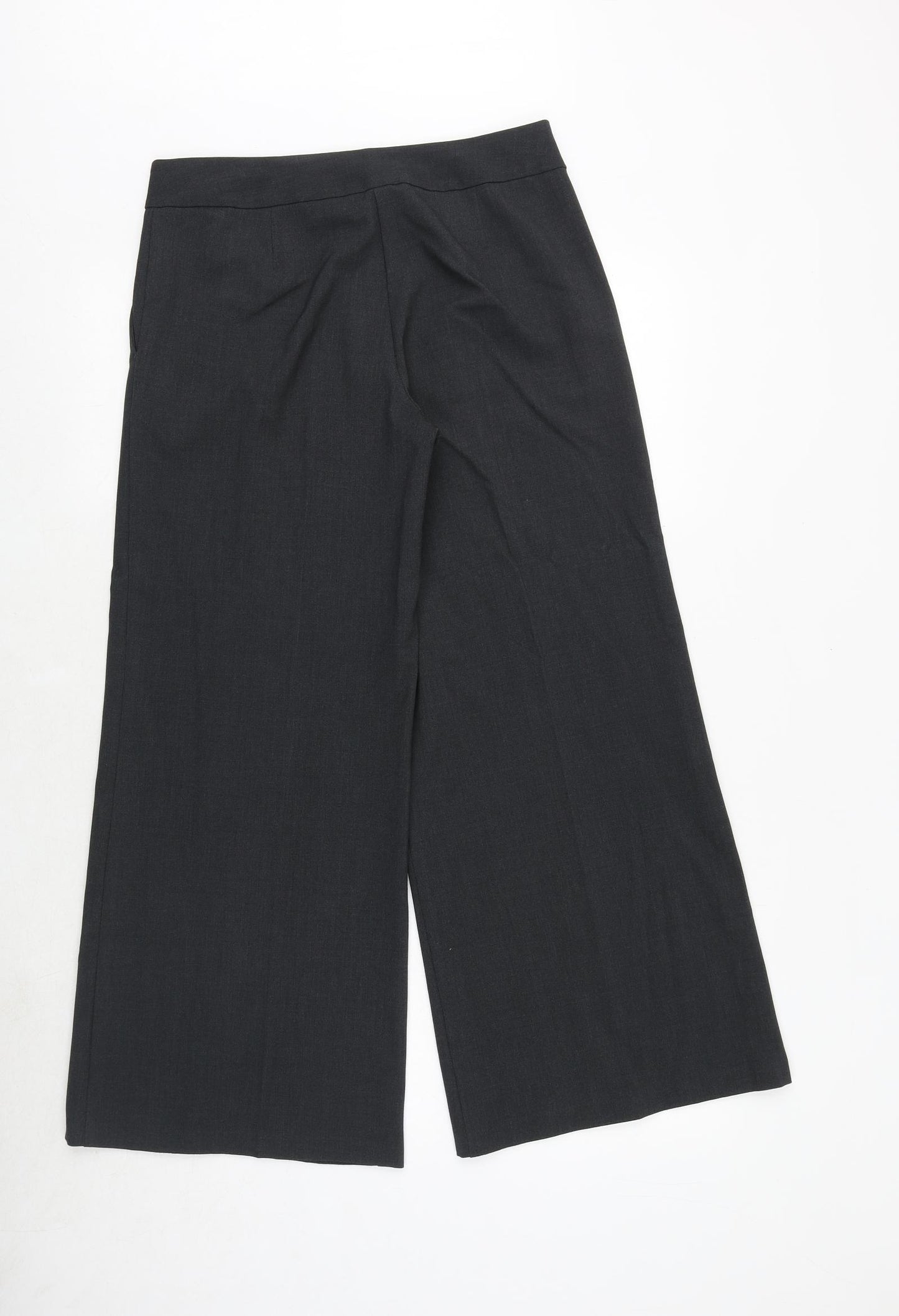 Marks and Spencer Womens Grey Herringbone Polyester Trousers Size 10 Regular Zip
