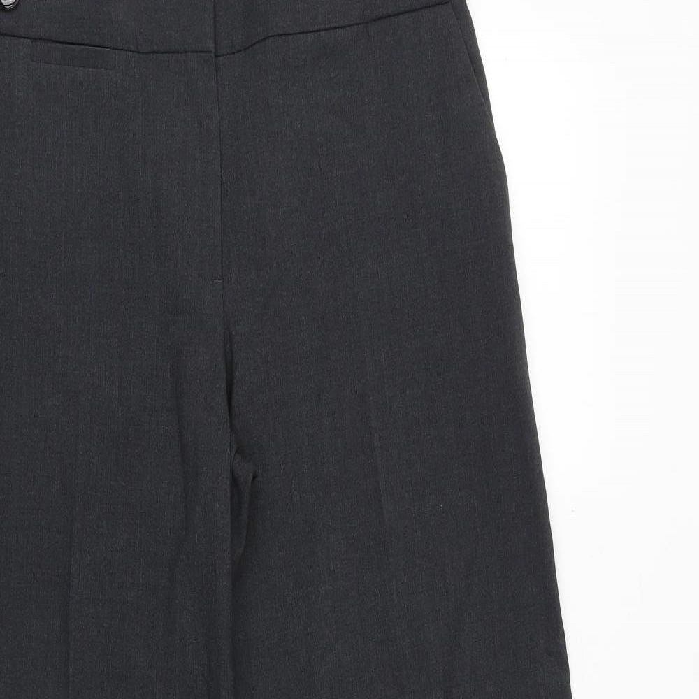 Marks and Spencer Womens Grey Herringbone Polyester Trousers Size 10 Regular Zip
