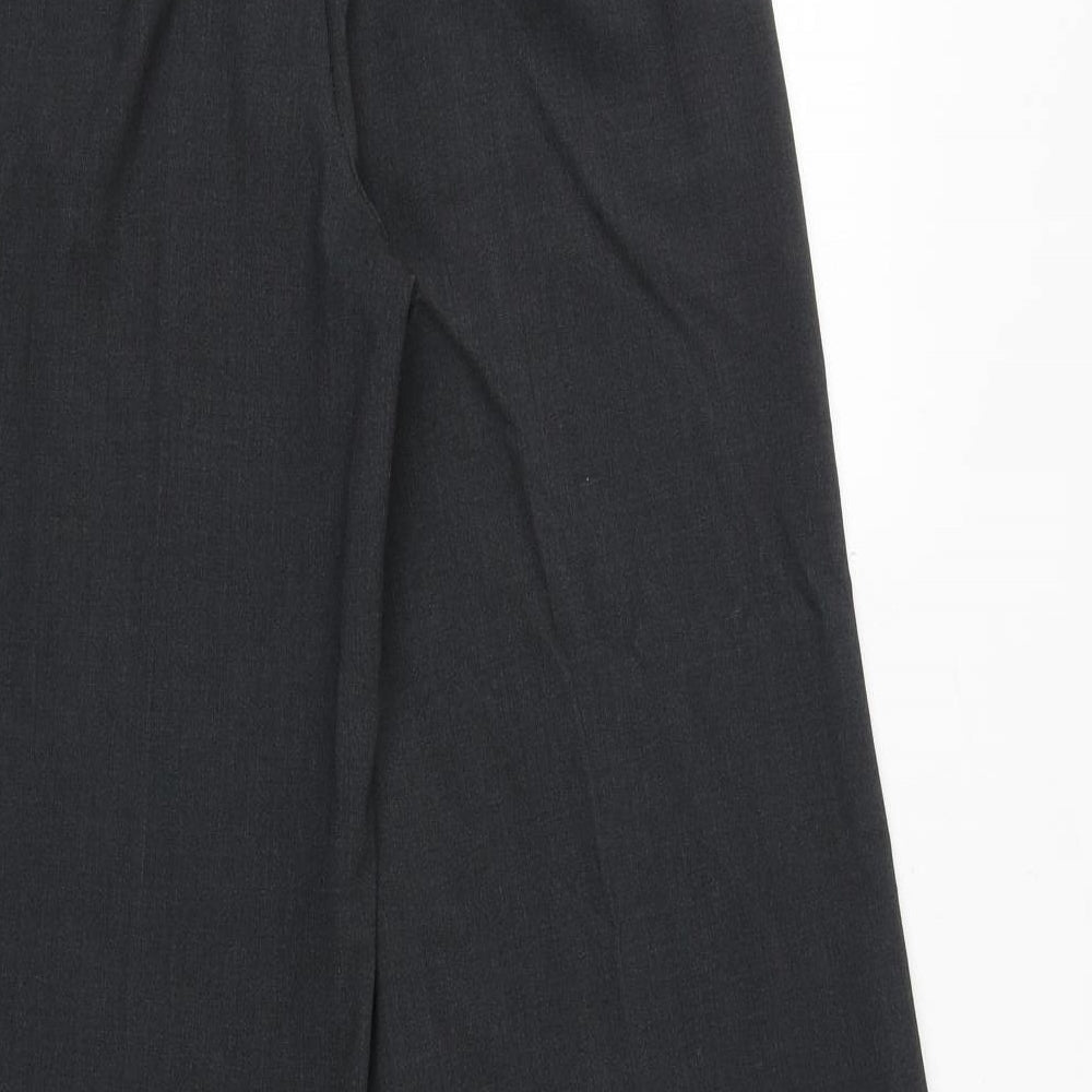 Marks and Spencer Womens Grey Herringbone Polyester Trousers Size 10 Regular Zip
