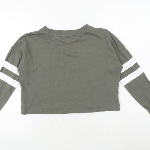 H&M Girls Green 100% Cotton Pullover Sweatshirt Size 11-12 Years Pullover
