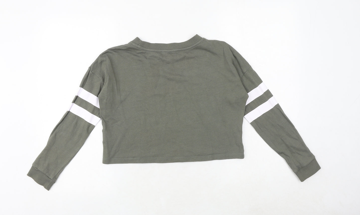 H&M Girls Green 100% Cotton Pullover Sweatshirt Size 11-12 Years Pullover