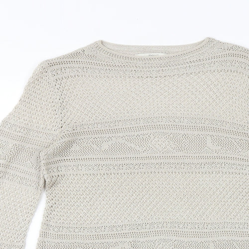 NEXT Womens Gold Round Neck Viscose Pullover Jumper Size 8