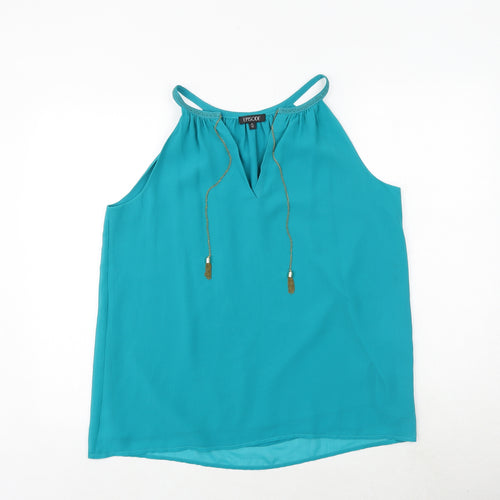 Episode Womens Green Polyester Basic Tank Size M Round Neck