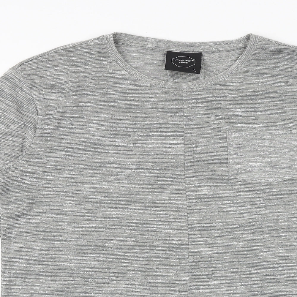 Project Paris Mens Grey Polyester Pullover Sweatshirt Size L