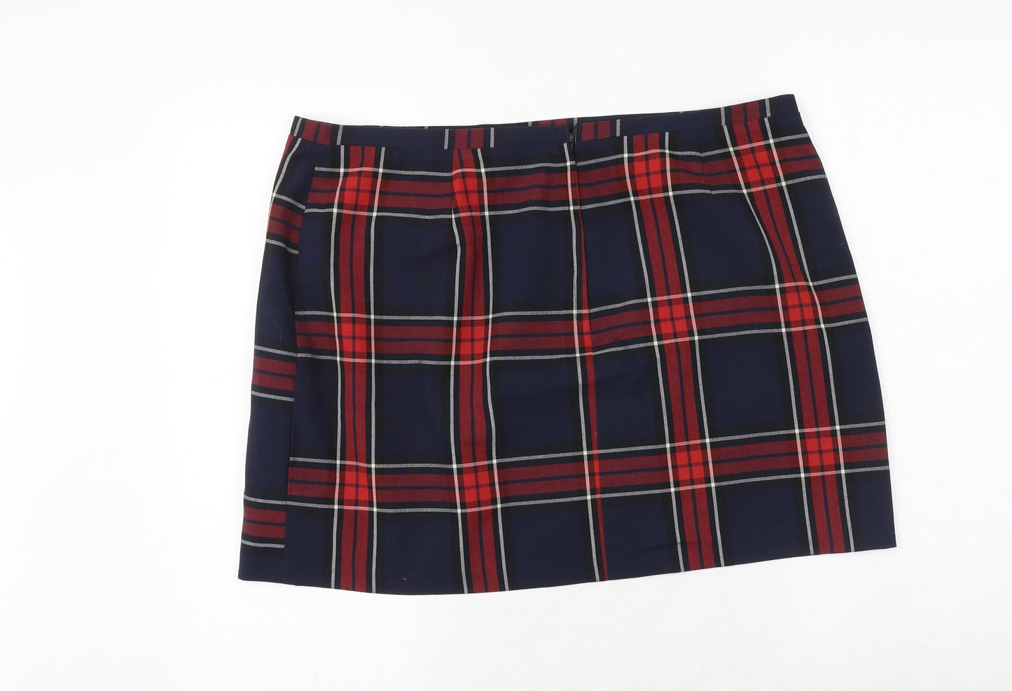 New Look Womens Blue Plaid Polyester A-Line Skirt Size 38 in Zip
