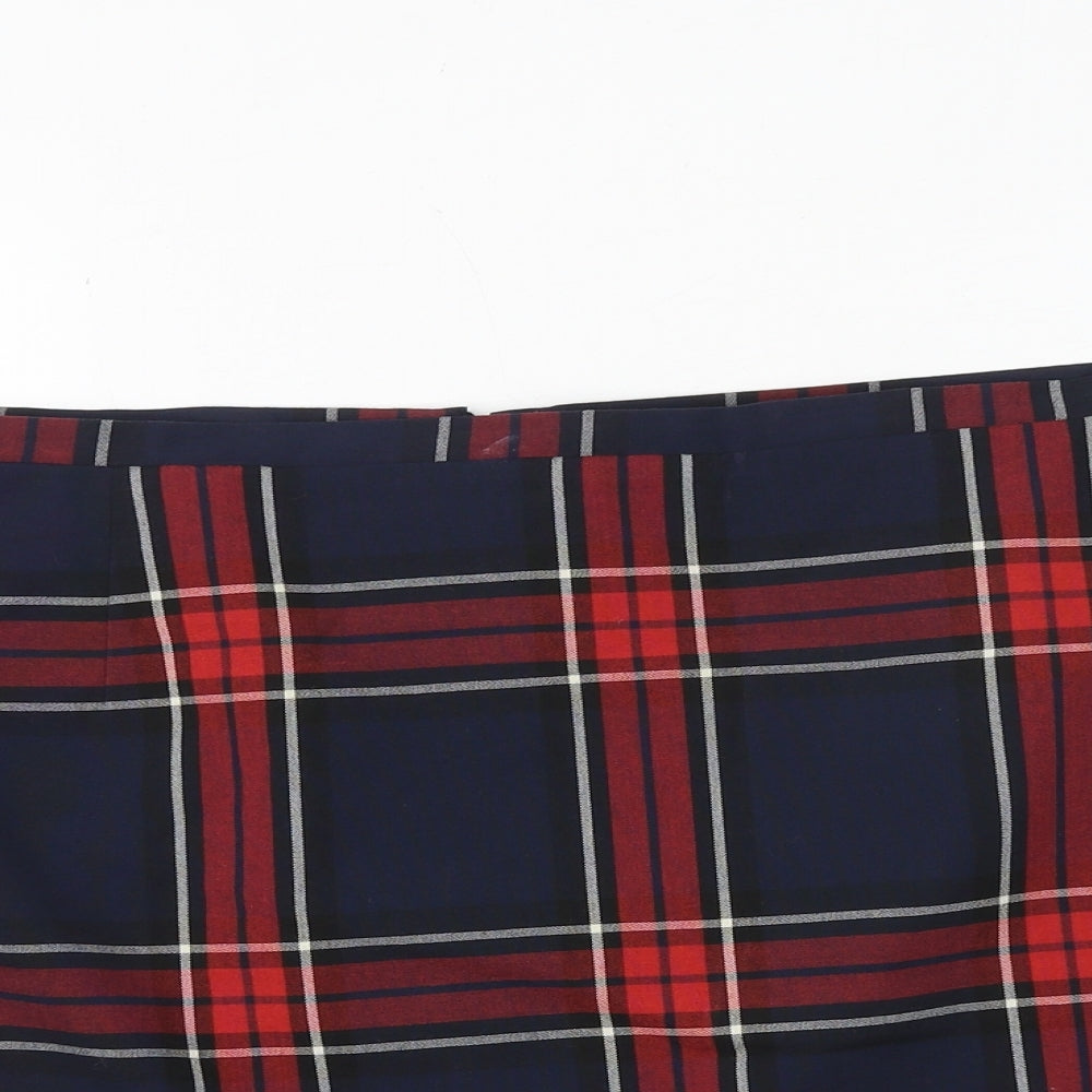 New Look Womens Blue Plaid Polyester A-Line Skirt Size 38 in Zip