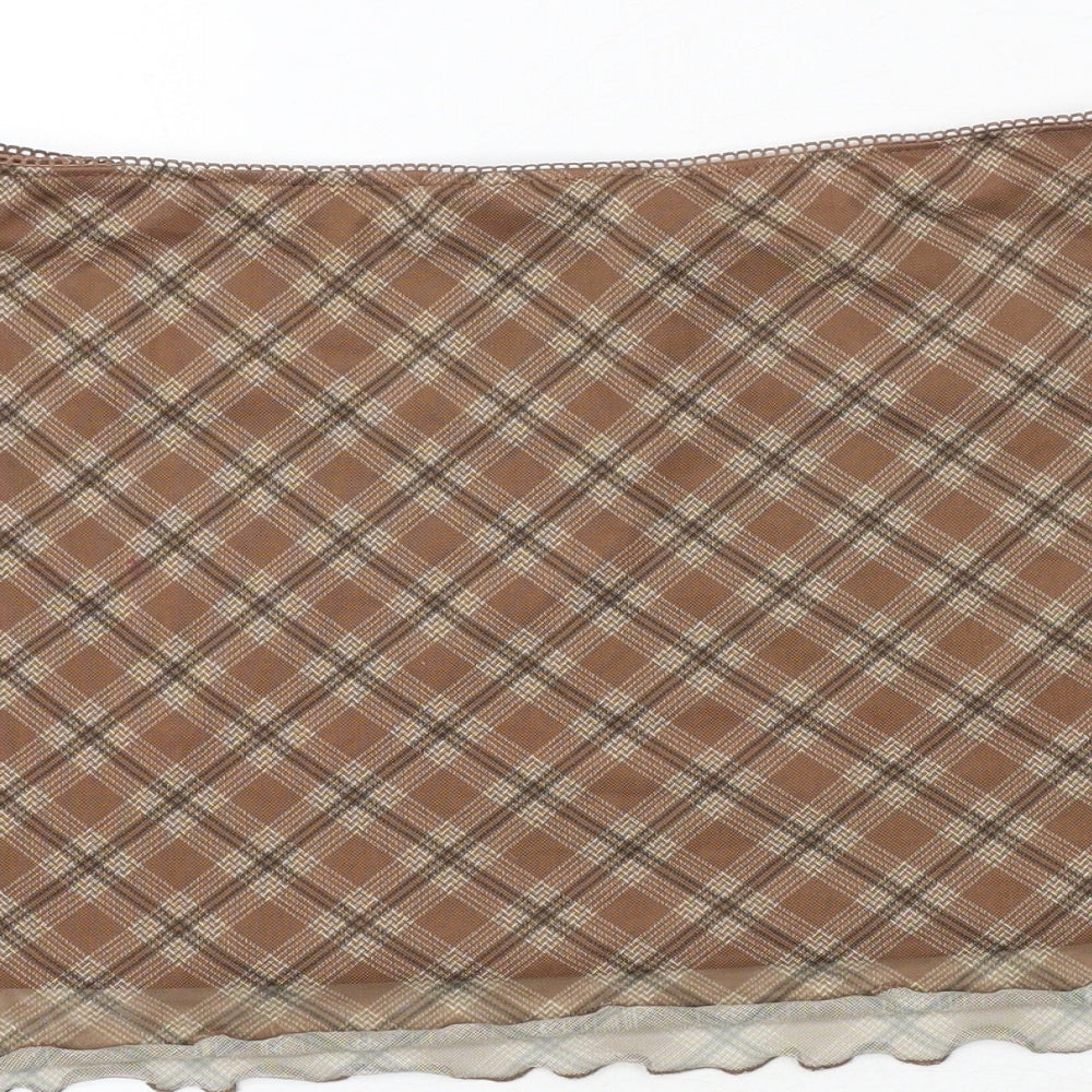 H&M Womens Brown Plaid Polyester Mini Skirt Size M