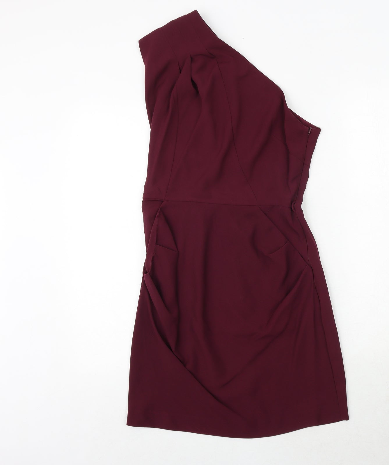 Warehouse Womens Purple Polyester A-Line Size 10 One Shoulder Zip