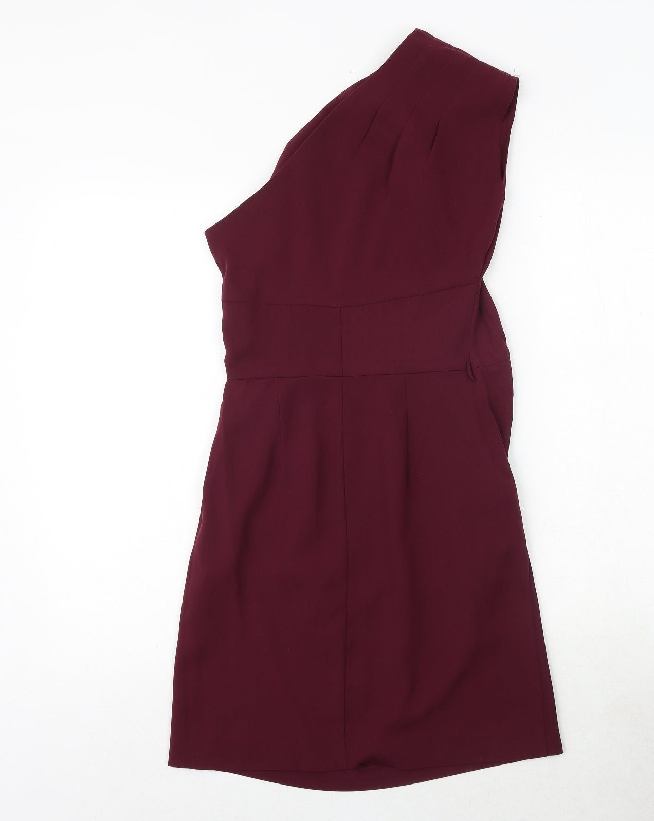 Warehouse Womens Purple Polyester A-Line Size 10 One Shoulder Zip