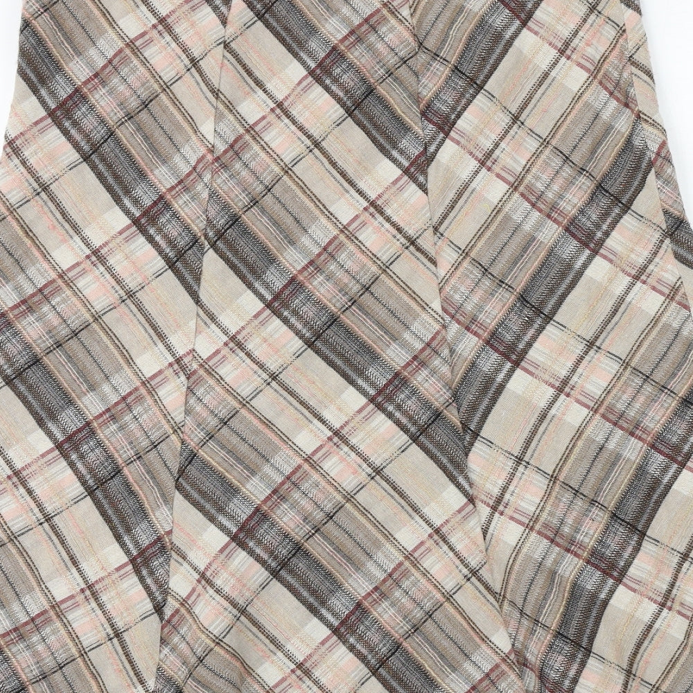 EWM Womens Brown Plaid Polyester Swing Skirt Size 14 Zip