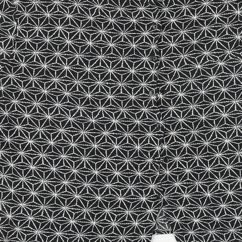 H&M Womens Black Geometric Viscose Basic Blouse Size 8 Round Neck