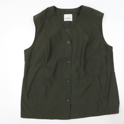 Gelco Womens Green Gilet Jacket Size 26 Button