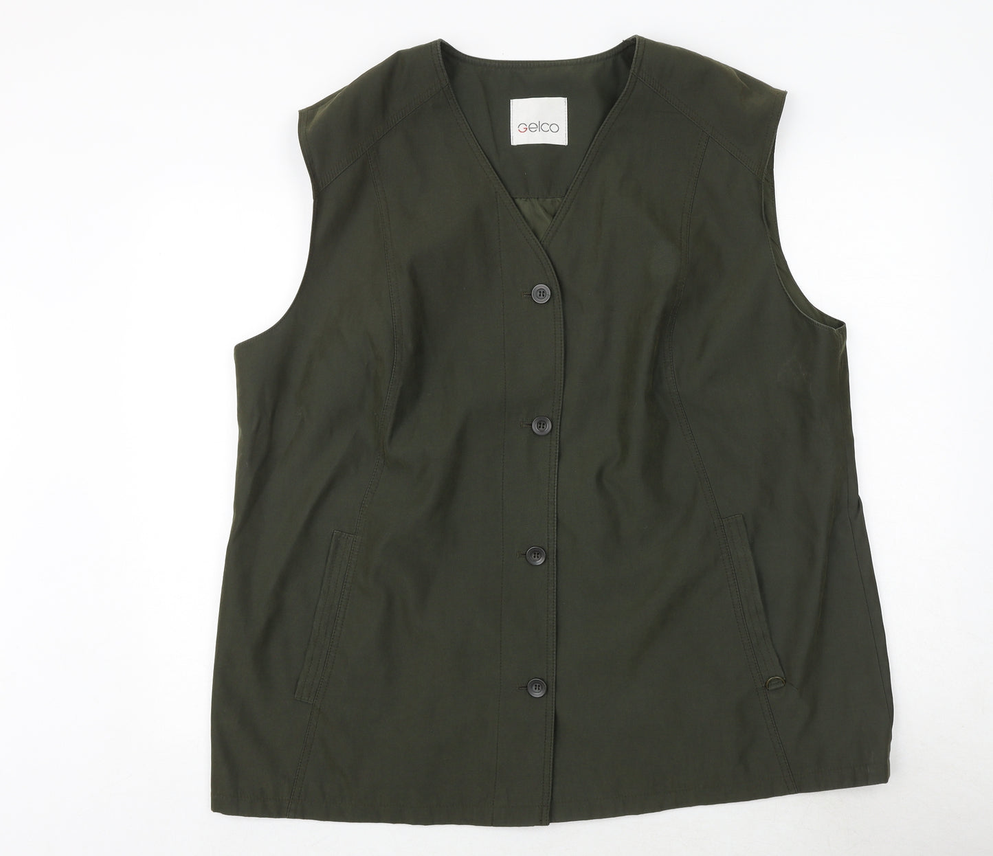 Gelco Womens Green Gilet Jacket Size 26 Button