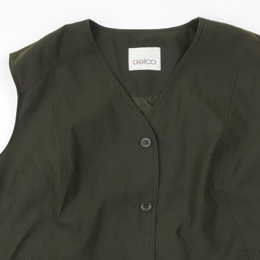 Gelco Womens Green Gilet Jacket Size 26 Button
