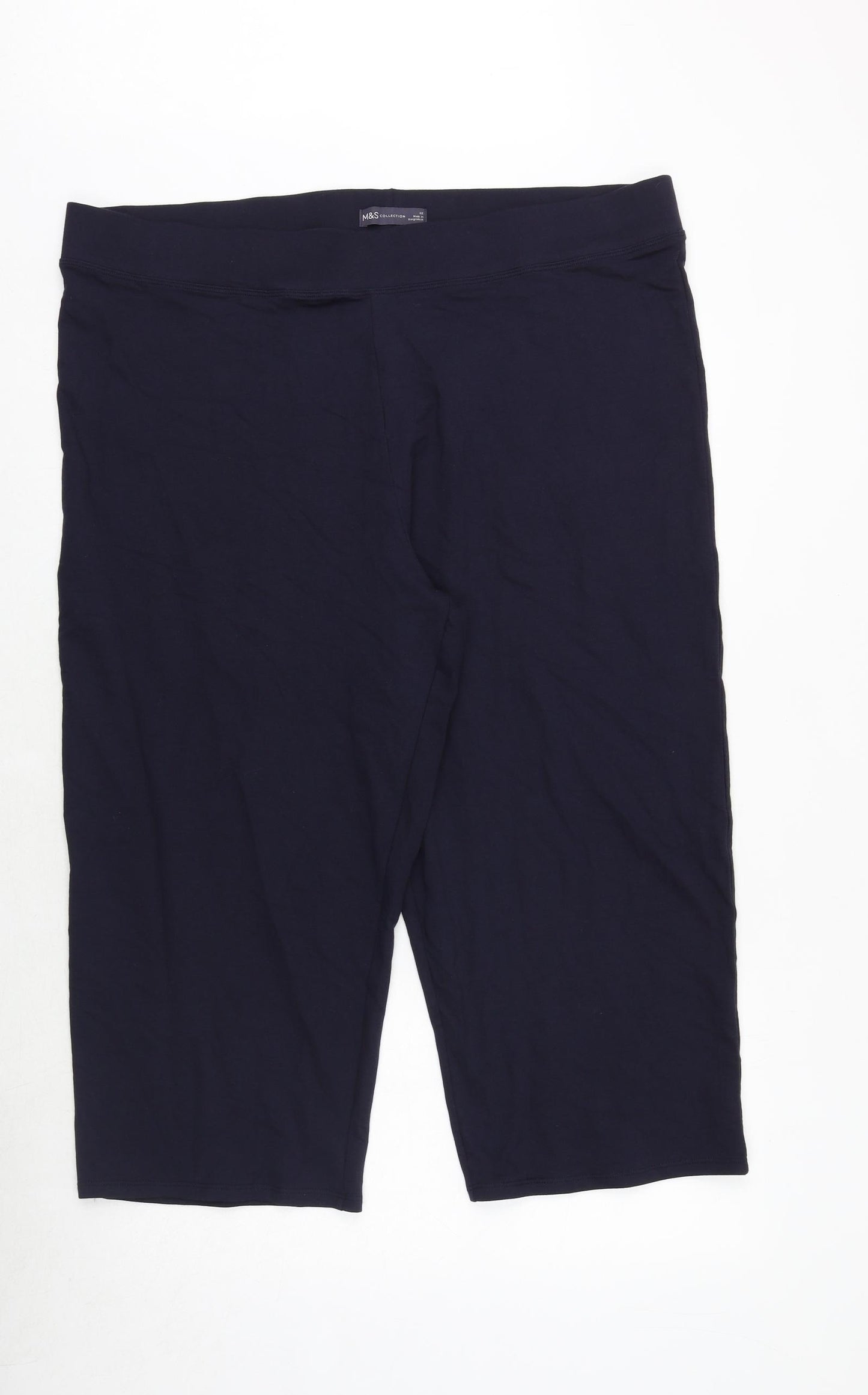 Marks and Spencer Womens Blue Cotton Trousers Size 22 Regular