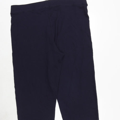 Marks and Spencer Womens Blue Cotton Trousers Size 22 Regular