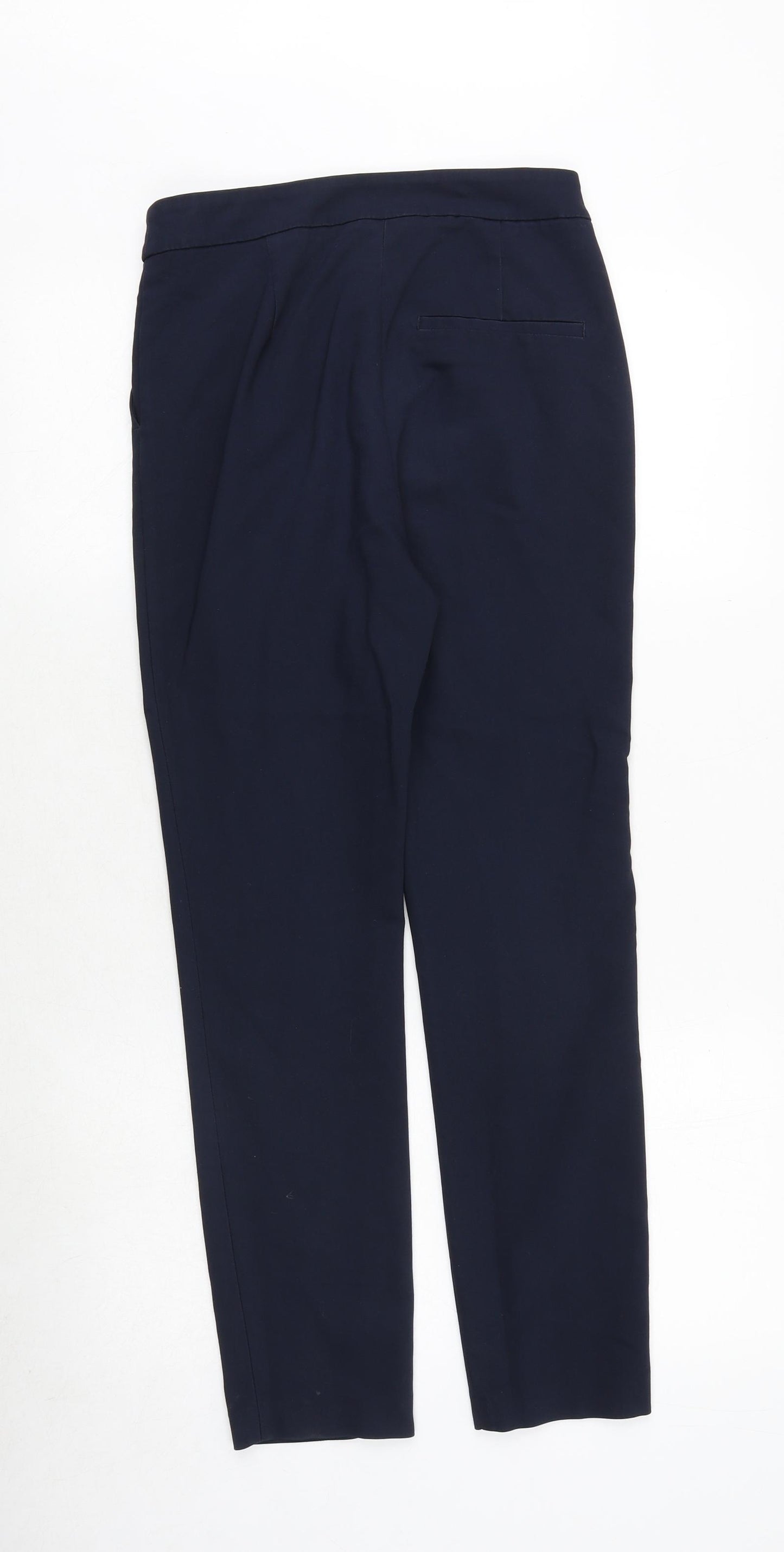 Zara Womens Blue Cotton Trousers Size 8 Regular Zip