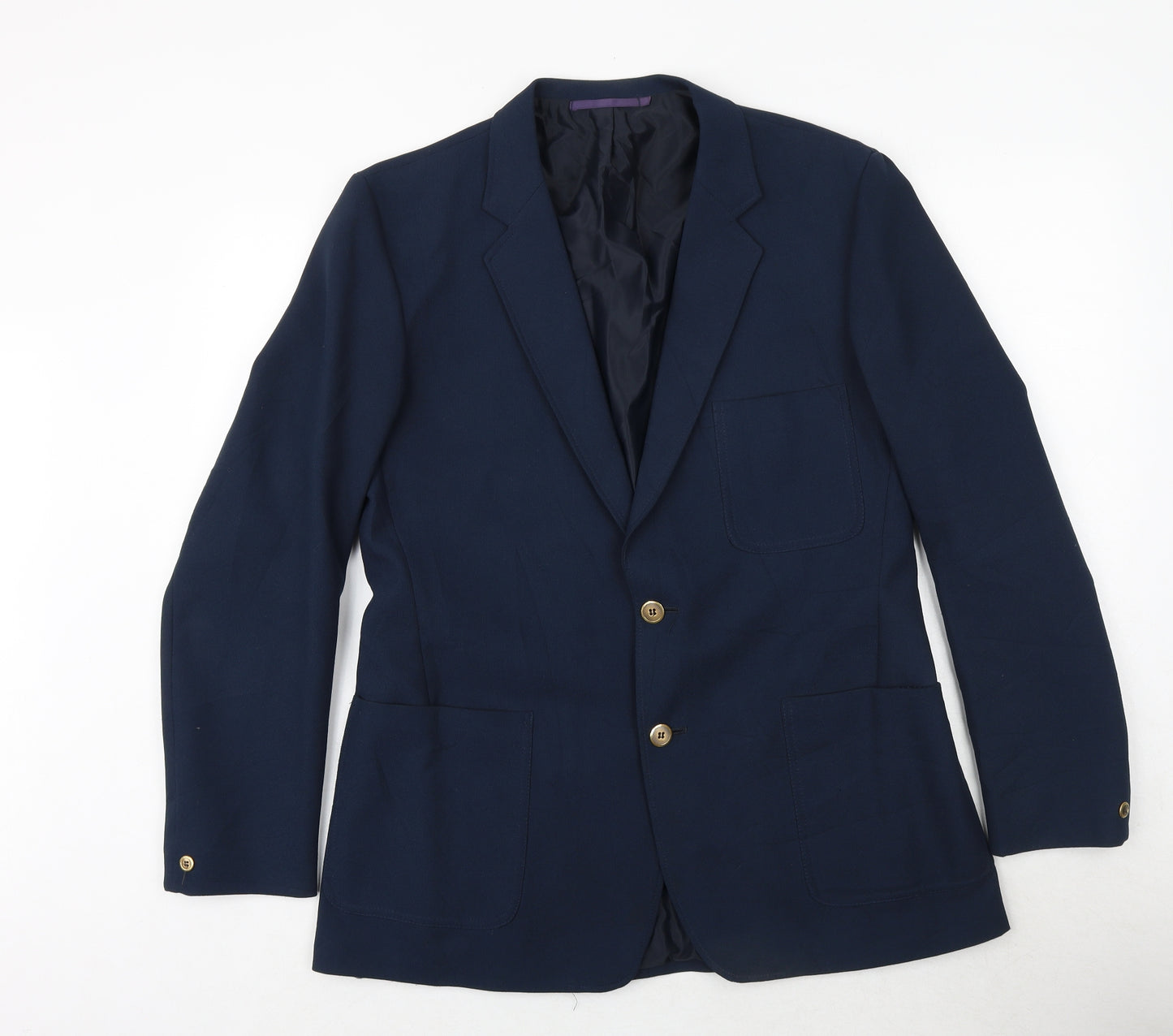 Foster Mens Blue Polyester Jacket Blazer Size 40 Regular