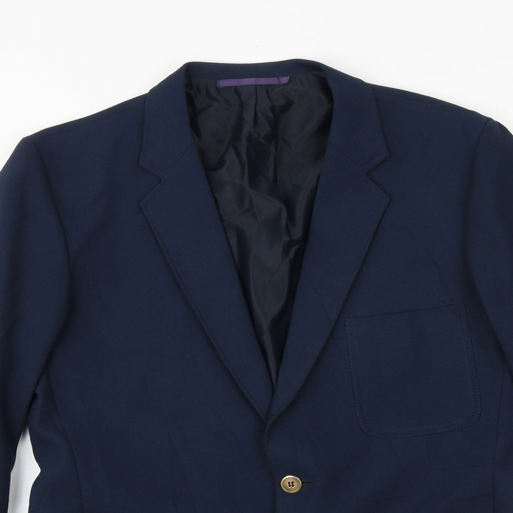 Foster Mens Blue Polyester Jacket Blazer Size 40 Regular