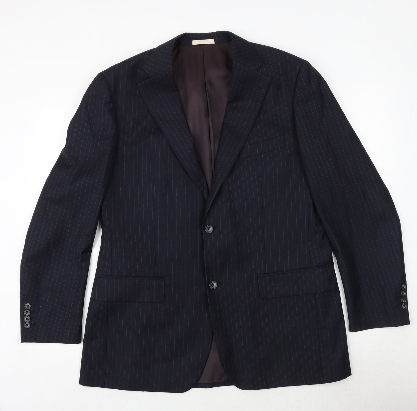 GREENWOODS Mens Blue Striped Wool Jacket Suit Jacket Size 42 Regular