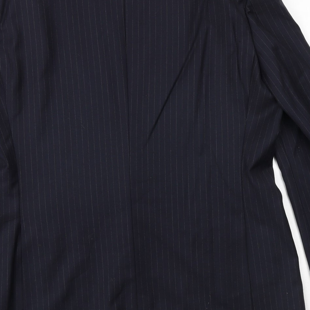 GREENWOODS Mens Blue Striped Wool Jacket Suit Jacket Size 42 Regular