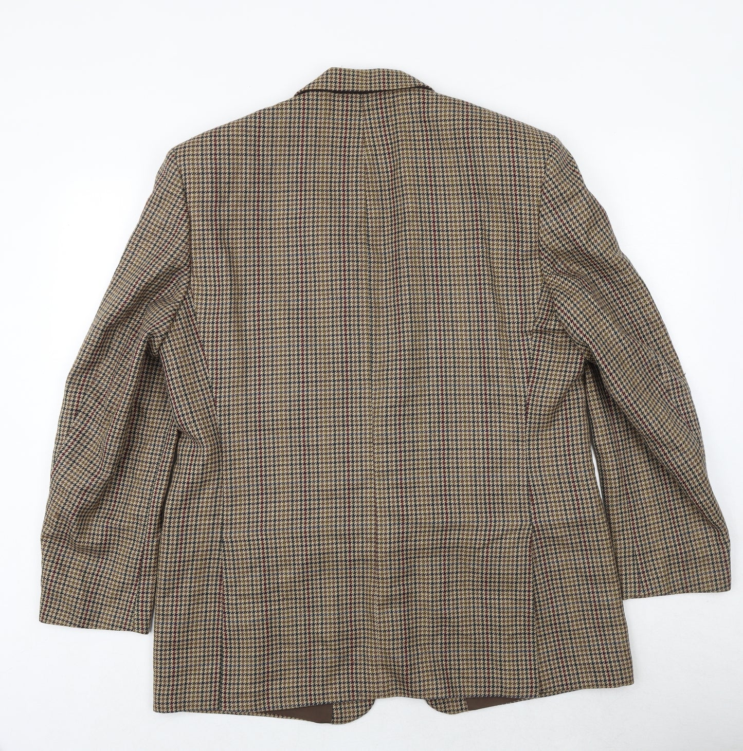 GREENWOODS Mens Brown Geometric Wool Jacket Blazer Size 42 Regular