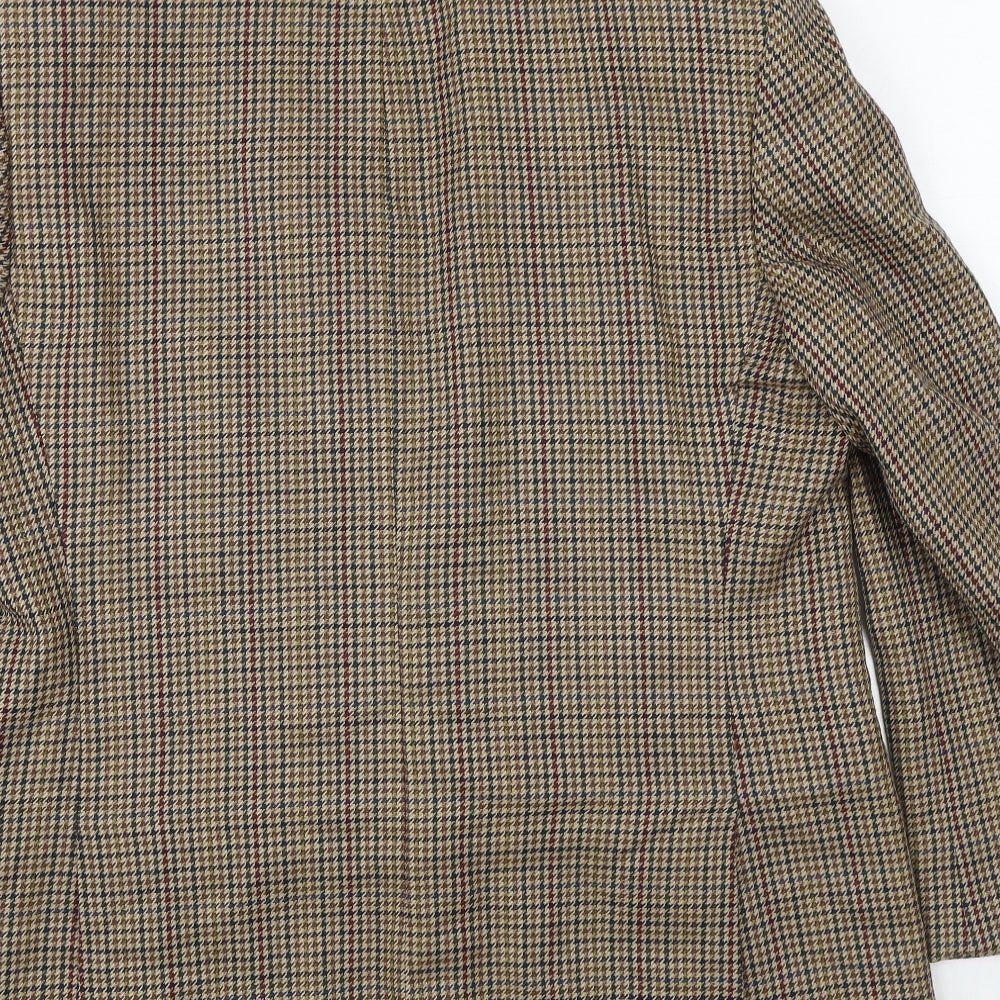 GREENWOODS Mens Brown Geometric Wool Jacket Blazer Size 42 Regular