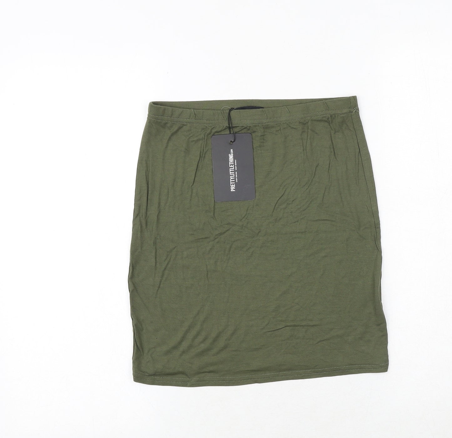 PRETTYLITTLETHING Womens Green Viscose Bandage Skirt Size 10