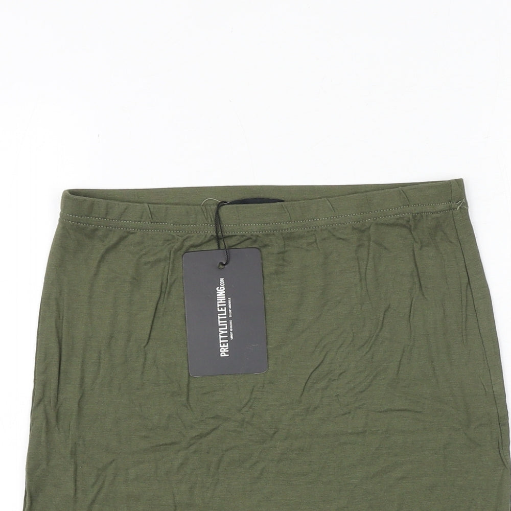 PRETTYLITTLETHING Womens Green Viscose Bandage Skirt Size 10