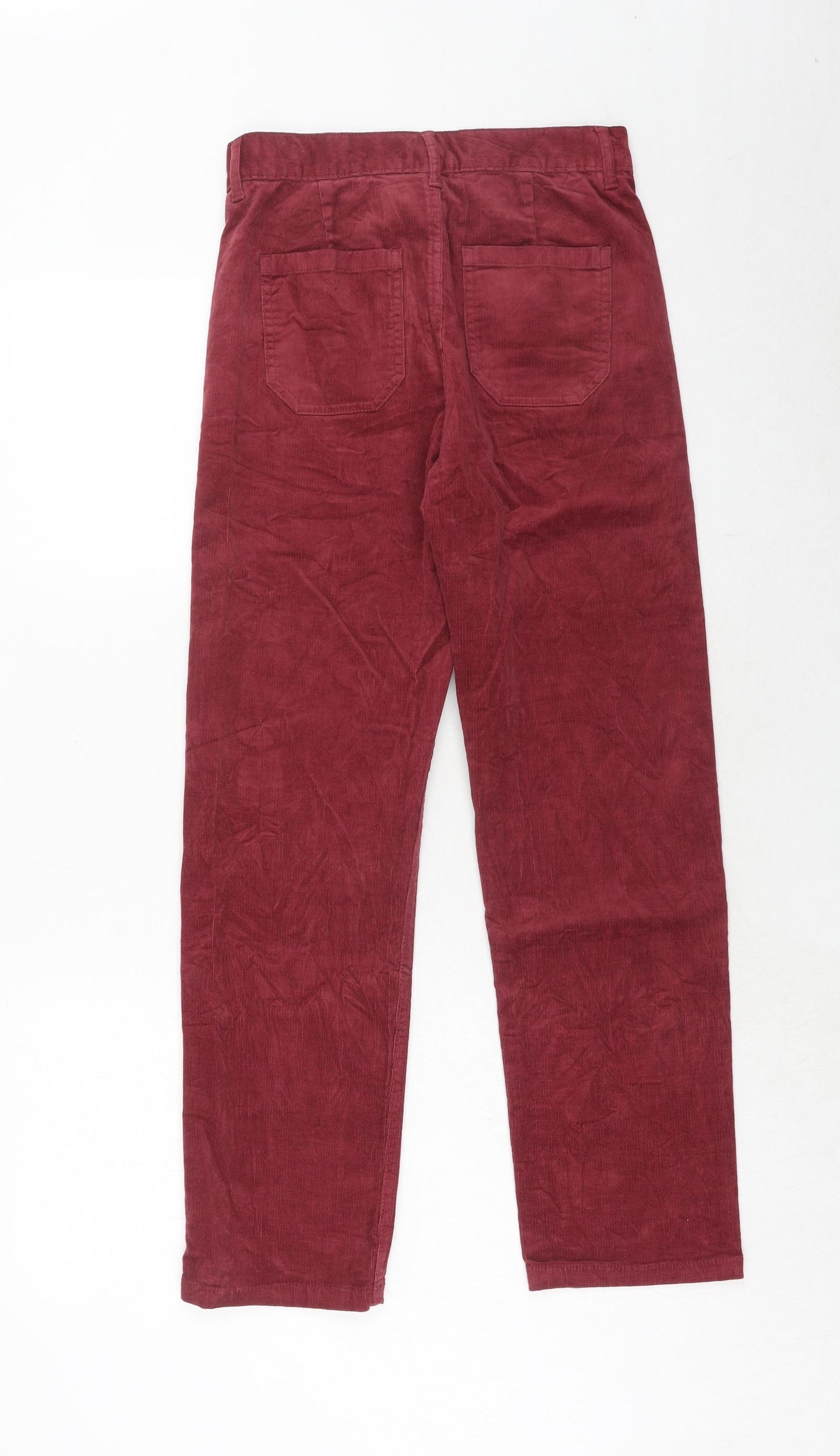 Per Una Womens Red Cotton Trousers Size 8 Regular Zip