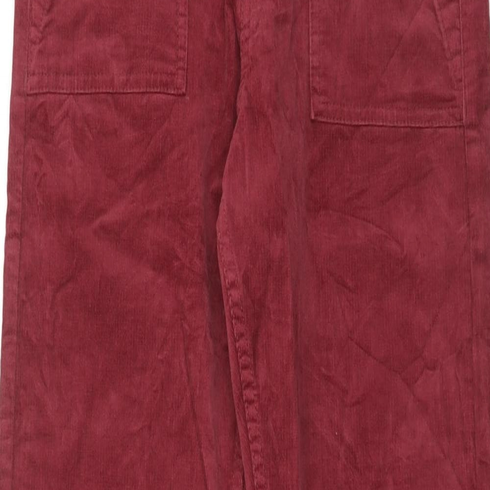 Per Una Womens Red Cotton Trousers Size 8 Regular Zip
